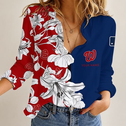 [FLASH SALE] NEW CUSTOMIZED MLB28 WNS WASHINGTON NATIONALS WOMEN CASUAL SHIRT