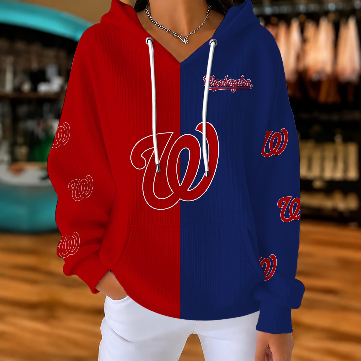 [FLASH SALE] NEW CUSTOMIZED MLB28 WNS WASHINGTON NATIONALS RIBBED HOODIE & SWEATSHIRT