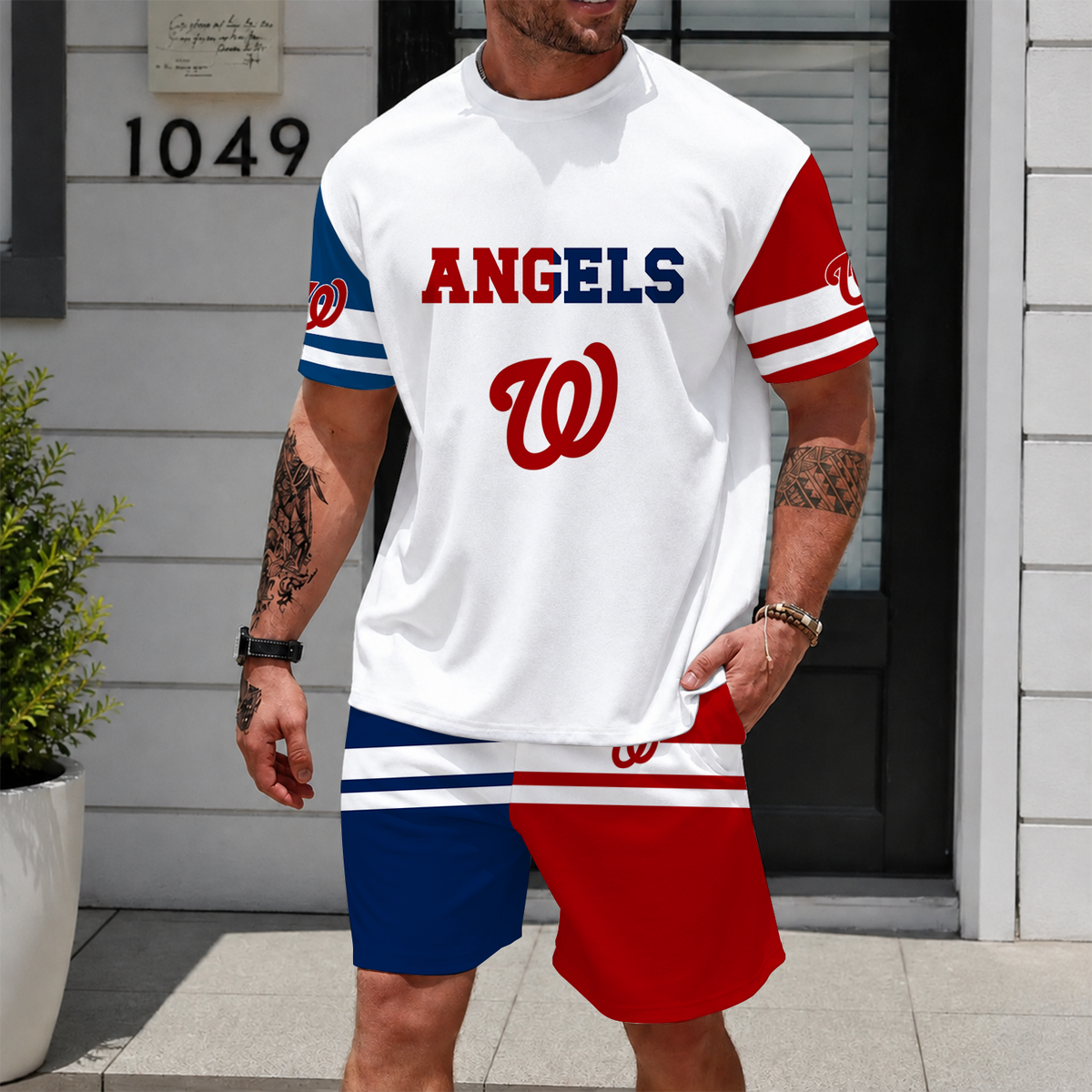 [FLASH SALE] NEW CUSTOMIZED MLB28 WNS WASHINGTON NATIONALS UNISEX T-SHIRT & SHORTS SET
