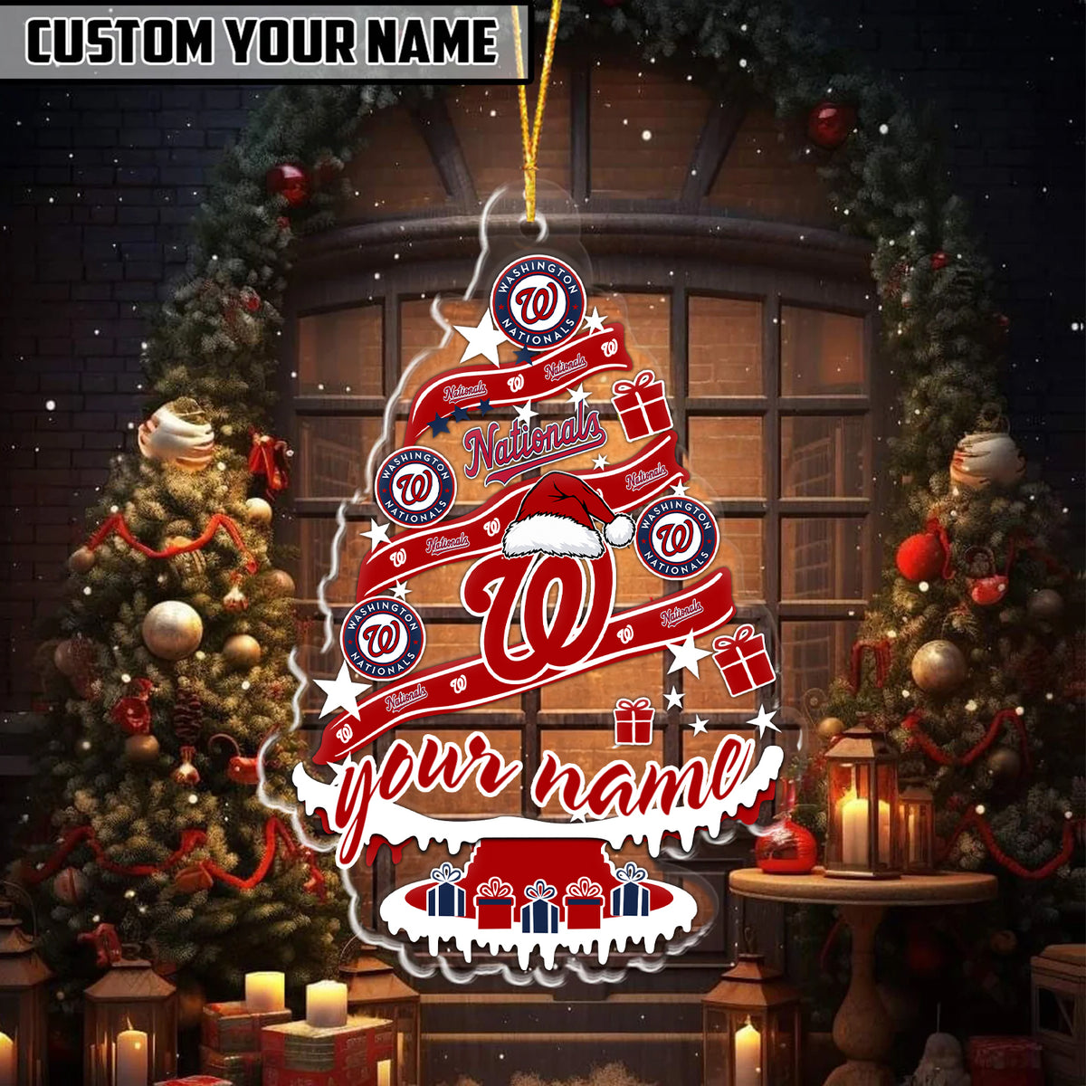 [FLASH SALE] NEW CUSTOMIZED MLB28 WNS WASHINGTON NATIONALS CHRISTMAS ACRYLIC ORNAMENT