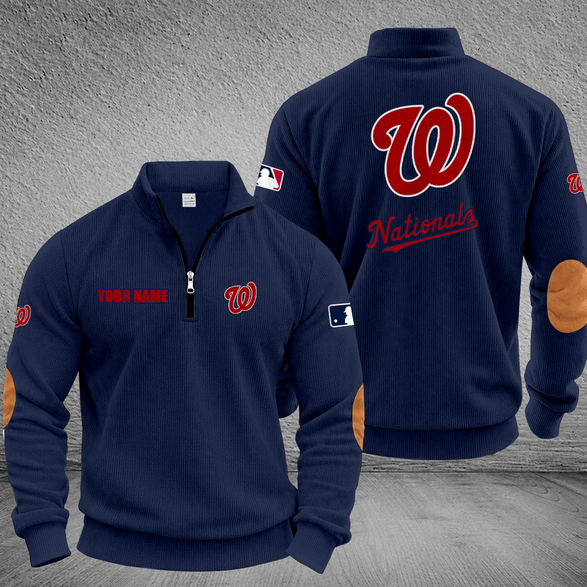 [FLASH SALE] NEW CUSTOMIZED MLB28 WNS WASHINGTON NATIONALS MULTICOLOR STRIPED QUATER ZIP SWEATSHIRT