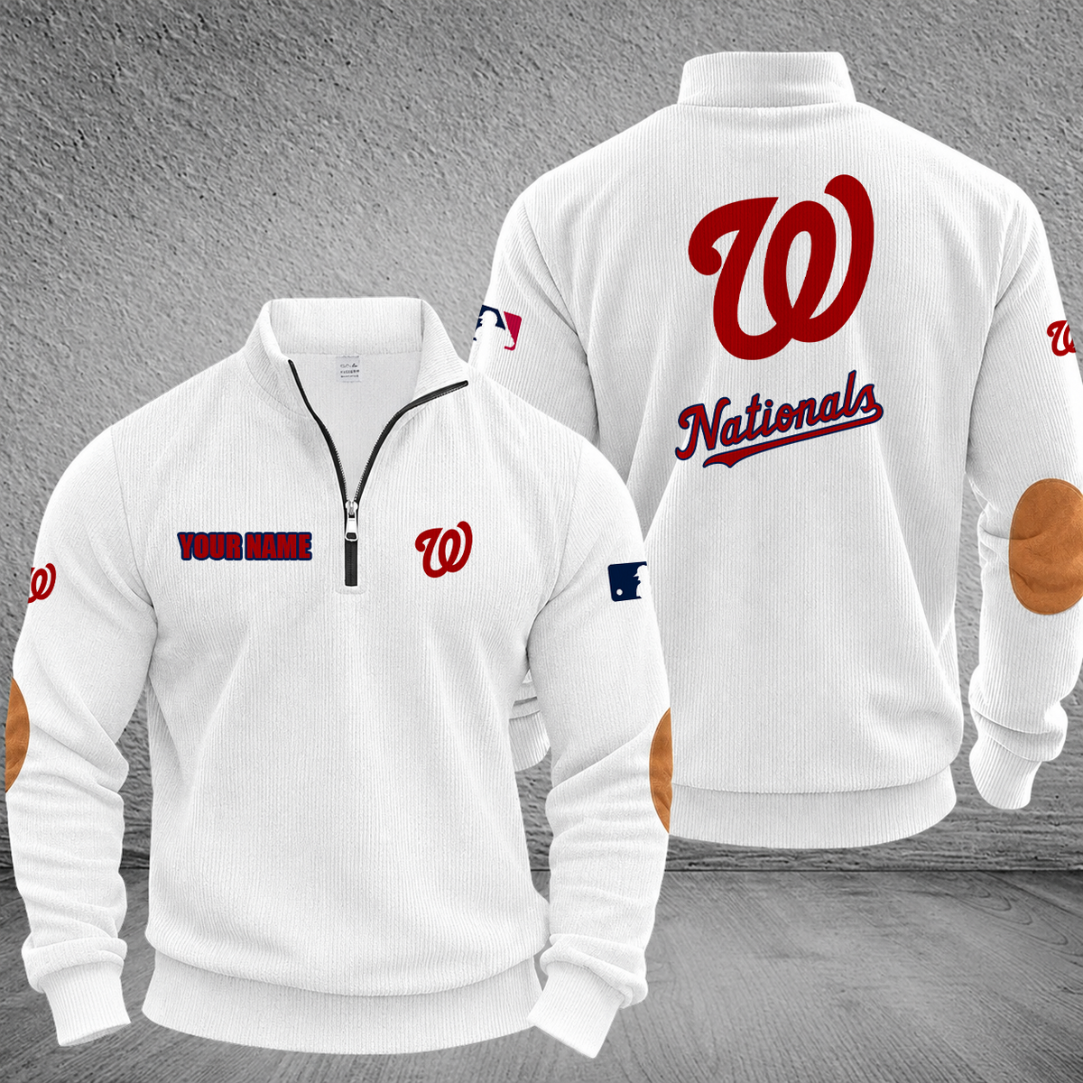 [FLASH SALE] NEW CUSTOMIZED MLB28 WNS WASHINGTON NATIONALS MULTICOLOR STRIPED QUATER ZIP SWEATSHIRT