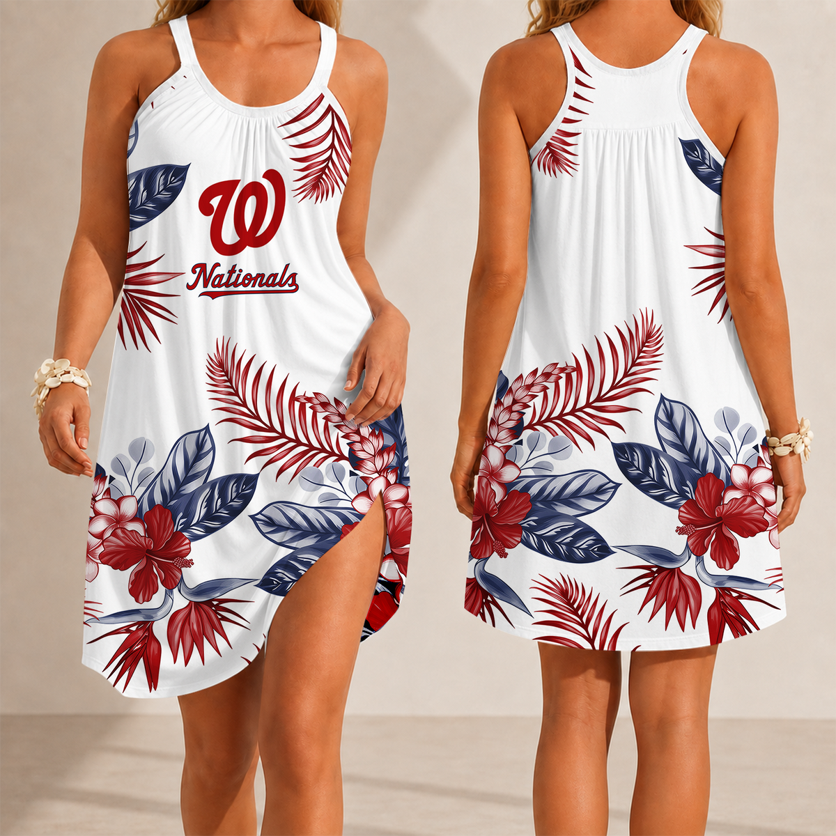 [FLASH SALE] NEW CUSTOMIZED MLB28 WNS WASHINGTON NATIONALS CAMISOLE DRESS
