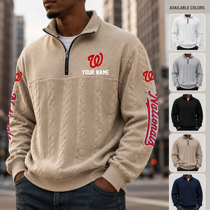 [FLASH SALE] NEW CUSTOMIZED MLB28 WNS WASHINGTON NATIONALS MULTICOLOR QUARTER-ZIP SWEATSHIRT