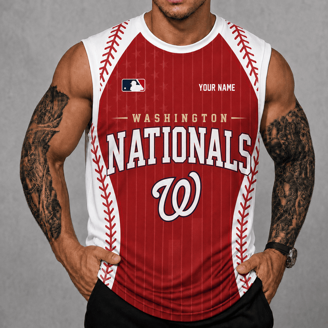 [FLASH SALE] NEW CUSTOMIZED MLB28 WNS WASHINGTON NATIONALS TANK TOP & GYM SHIRT