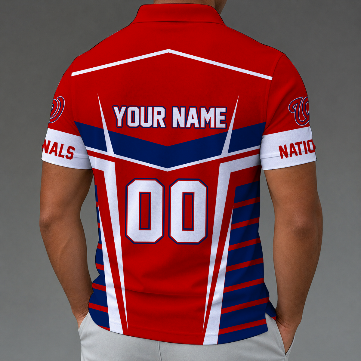 [FLASH SALE] NEW CUSTOMIZED MLB28 WNS WASHINGTON NATIONALS ZIP POLO SHIRT