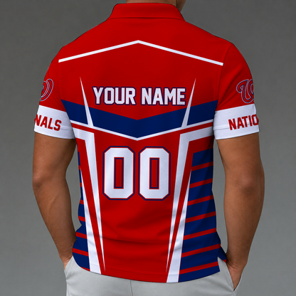 [FLASH SALE] NEW CUSTOMIZED MLB28 WNS WASHINGTON NATIONALS ZIP POLO SHIRT