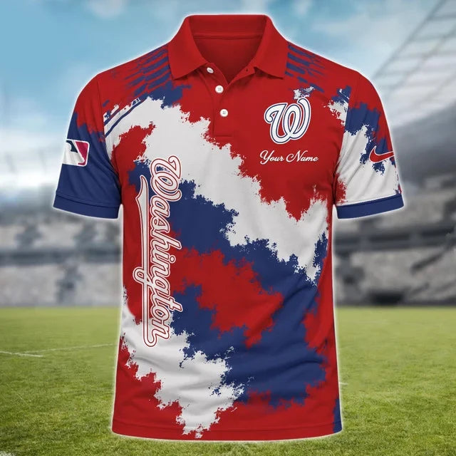 [FLASH SALE] NEW CUSTOMIZED MLB28 WNS WASHINGTON NATIONALS MULTICOLOR POLO SHIRT