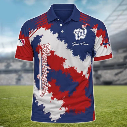 [FLASH SALE] NEW CUSTOMIZED MLB28 WNS WASHINGTON NATIONALS MULTICOLOR POLO SHIRT