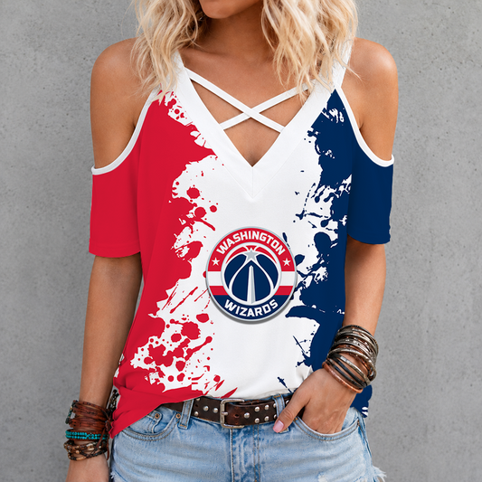 [HOT DEAL] NEW CUSTOMIZED NBA28 WWI WASHINGTON WIZARDS CRISS CROSS V-NECK TOP