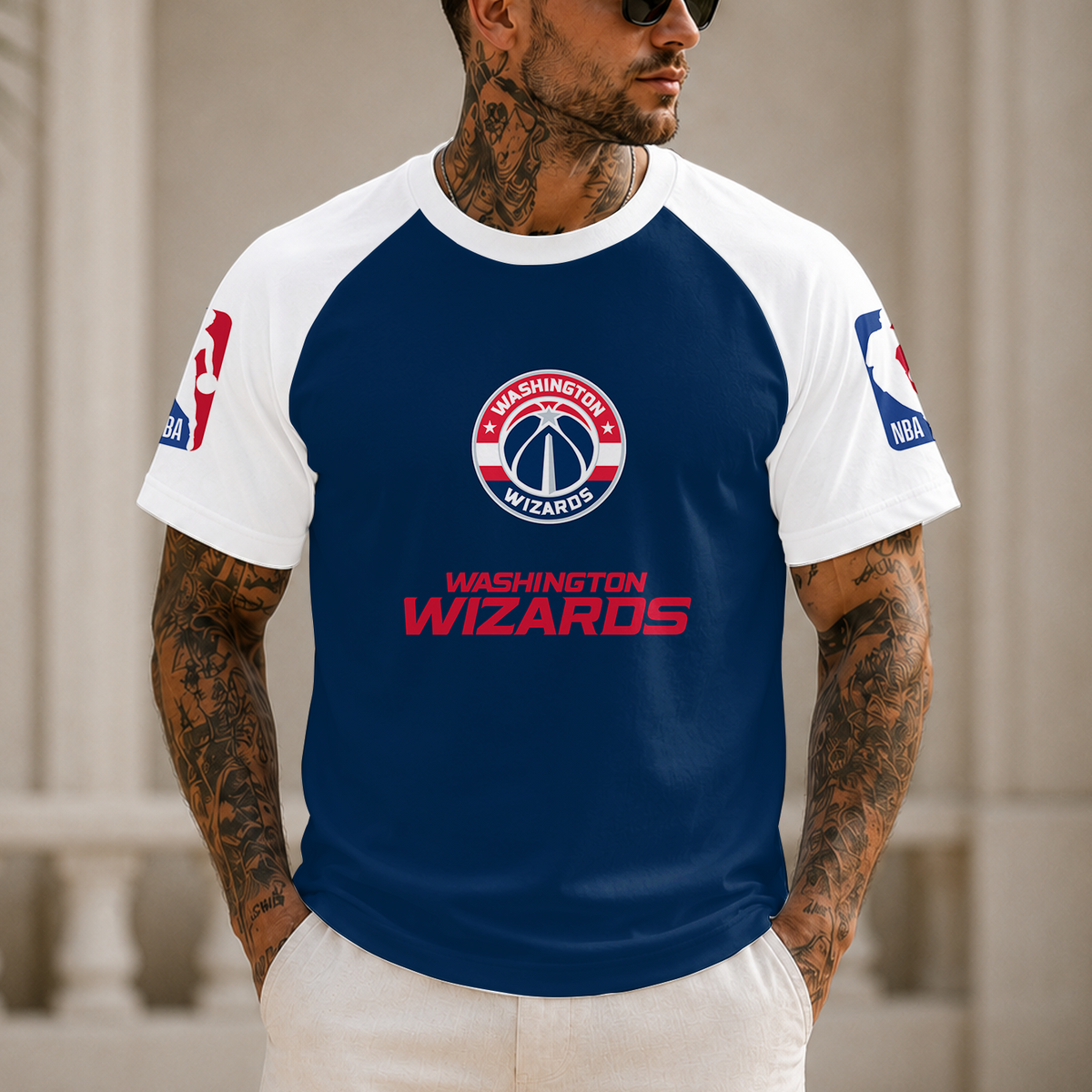 [HOT DEAL] NEW CUSTOMIZED NBA28 WWI WASHINGTON WIZARDS RAGLAN TEE