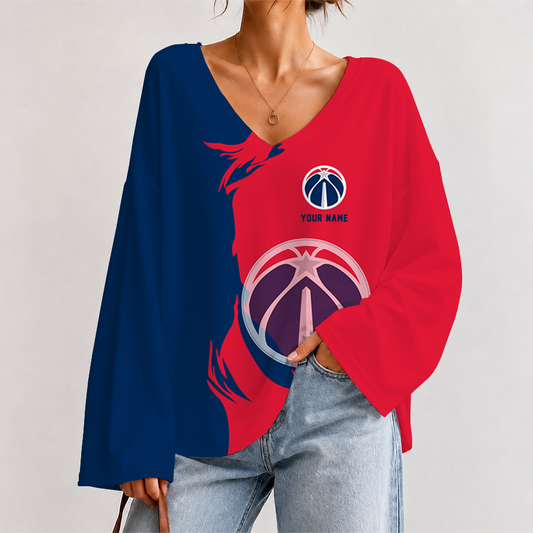 [HOT DEAL] NEW CUSTOMIZED NBA28 WWI WASHINGTON WIZARDS V-NECK LONG SLEEVED CROP TOP