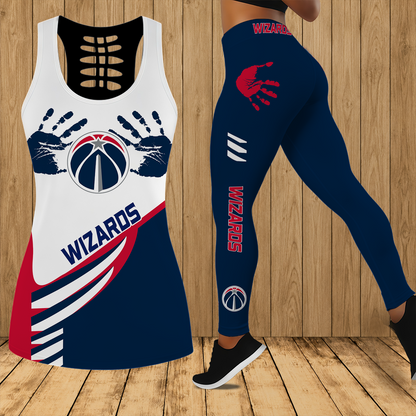[HOT DEAL] NEW CUSTOMIZED NBA28 WWI WASHINGTON WIZARDS HOLLOW TANK TOP & LEGGINGS SET