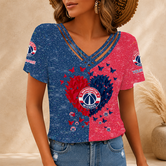 [HOT DEAL] NEW CUSTOMIZED NBA28 WWI WASHINGTON WIZARDS V-NECK SHIRT