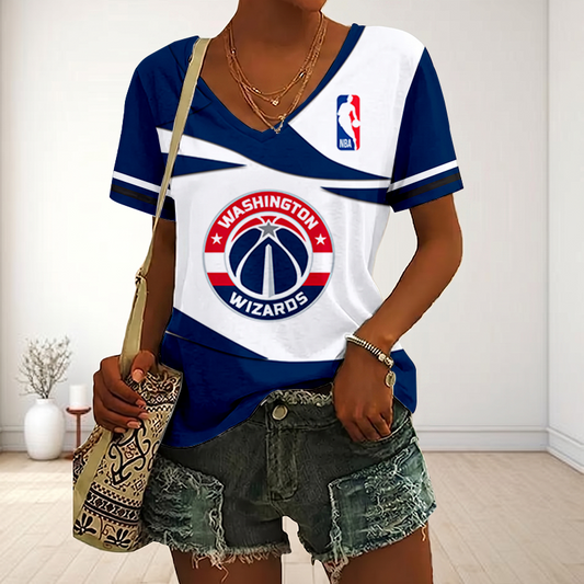 [HOT DEAL] NEW CUSTOMIZED NBA28 WWI WASHINGTON WIZARDS V-NECK FEMALE SHIRT