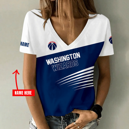 [HOT DEAL] NEW CUSTOMIZED NBA28 WWI WASHINGTON WIZARDS V-NECK FEMALE SHIRT