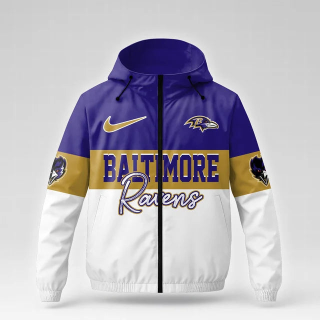 [SPECIAL OFFER] NEW CUSTOMIZED NFL28 BTR BALTIMORE RAVENS WINDBREAKER JACKET