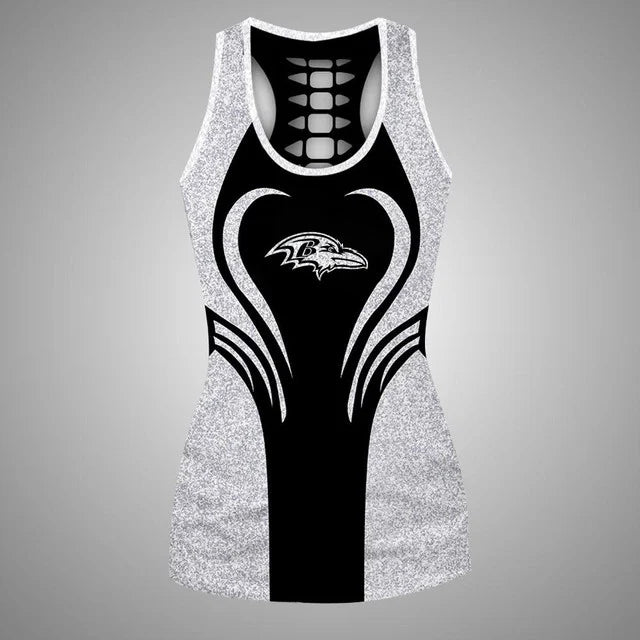 [SPECIAL OFFER] NEW CUSTOMIZED NFL28 BTR BALTIMORE RAVENS HOLLOW TANK TOP & LEGGINGS SET