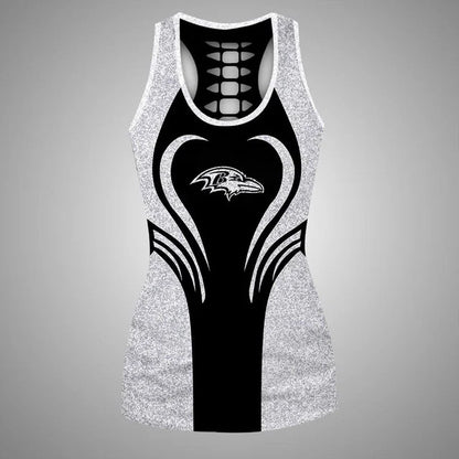[SPECIAL OFFER] NEW CUSTOMIZED NFL28 BTR BALTIMORE RAVENS HOLLOW TANK TOP & LEGGINGS SET
