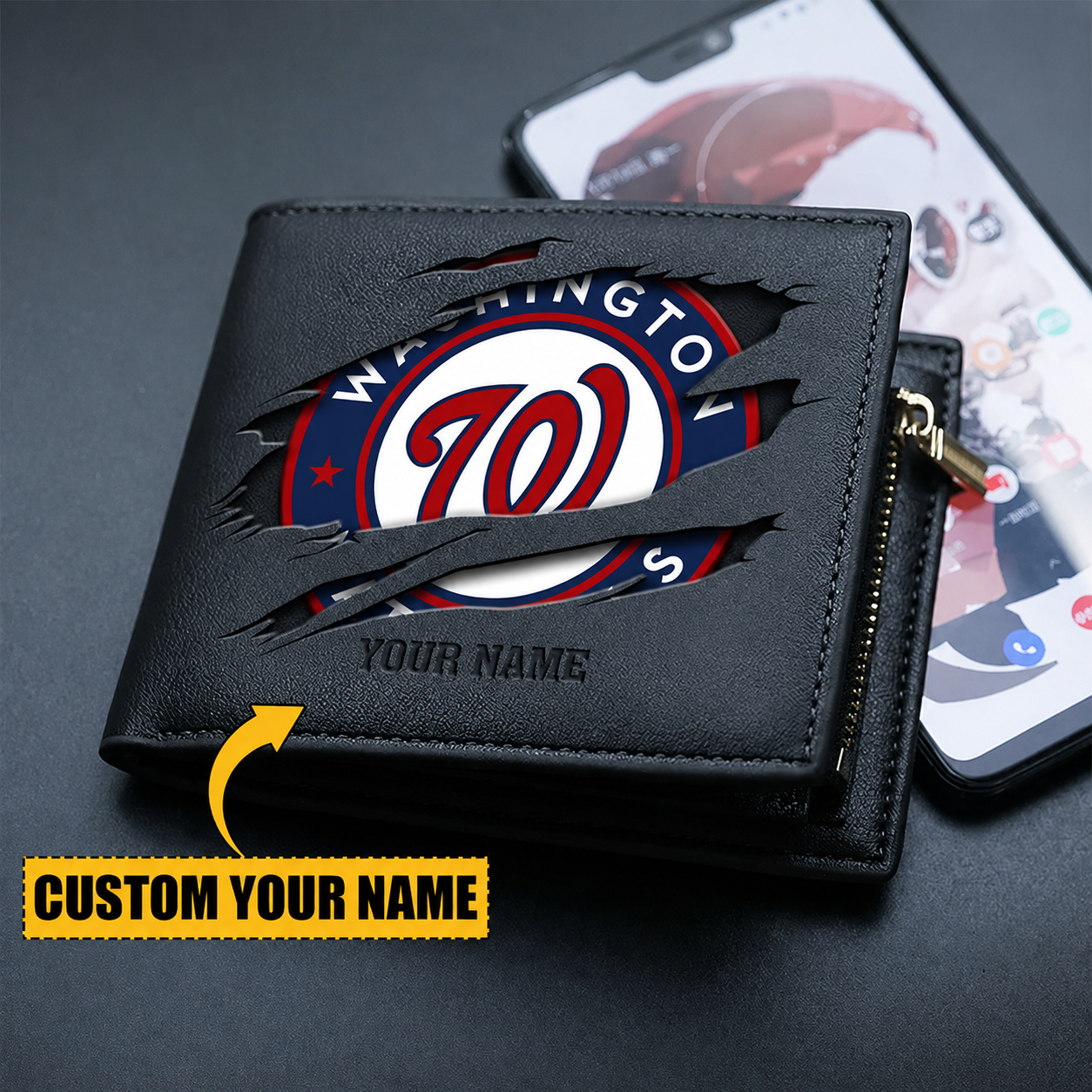 [FLASH SALE] NEW CUSTOMIZED MLB28 WNS WASHINGTON NATIONALS LEATHER WALLET