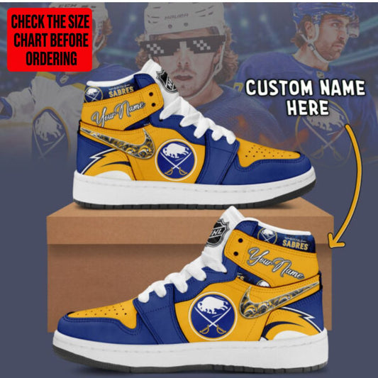 [SUPER SALE] NEW CUSTOMIZED NHL28 BFS BUFFALO SABRES AIR JORDAN SNEAKERS