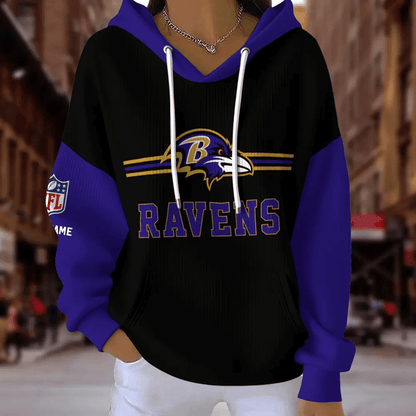 [SPECIAL OFFER] NEW CUSTOMIZED NFL28 BTR BALTIMORE RAVENS RIBBED HOODIE & SWEATSHIRT