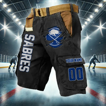 [SUPER SALE] NEW CUSTOMIZED NHL28 BFS BUFFALO SABRES CARGO SHORTS