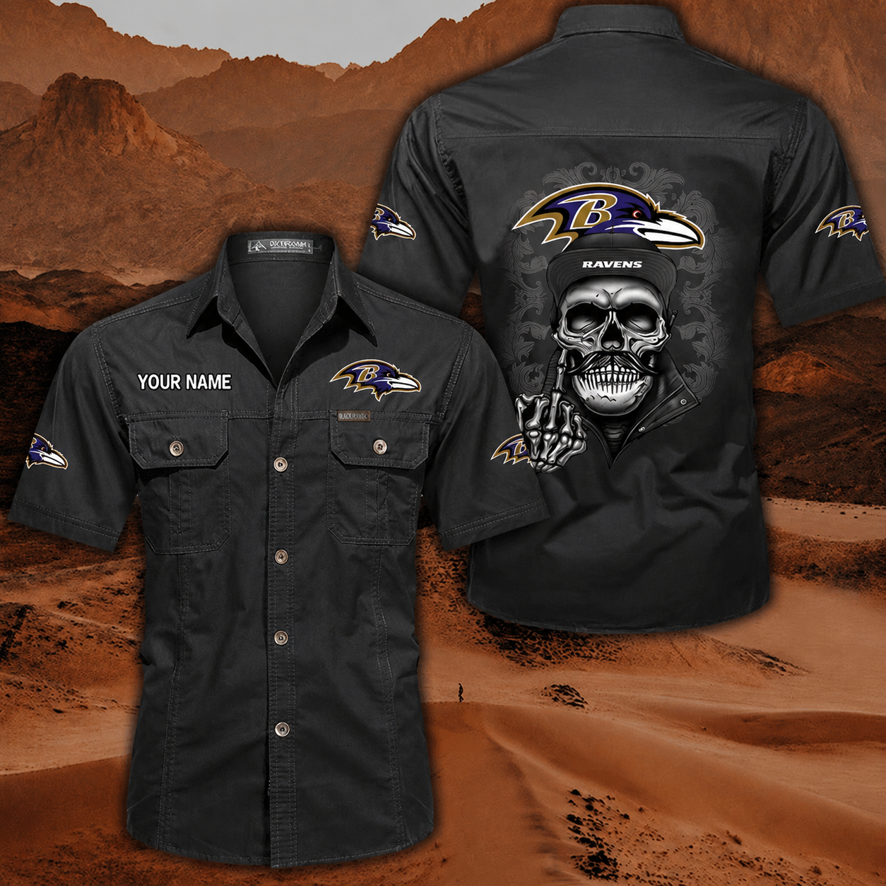 [SPECIAL OFFER] NEW CUSTOMIZED NFL28 BTR BALTIMORE RAVENS MUTICOLOR MEN'S CARGO SHIRT