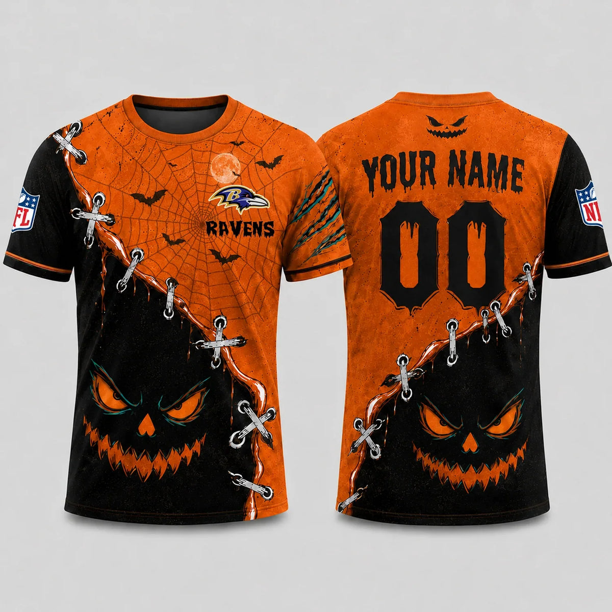[SPECIAL OFFER] NEW CUSTOMIZED NFL28 BTR BALTIMORE RAVENS HALLOWEEN T-SHIRT, HOODIE & ZIP HOODIE