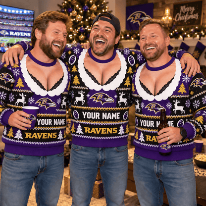 [SPECIAL OFFER] NEW CUSTOMIZED NFL28 BTR BALTIMORE RAVENS FUNNY CHRISTMAS UNISEX SWEATSHIRT
