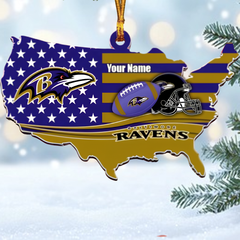 [SPECIAL OFFER] NEW CUSTOMIZED NFL28 BTR BALTIMORE RAVENS CHRISTMAS ACRYLIC ORNAMENT