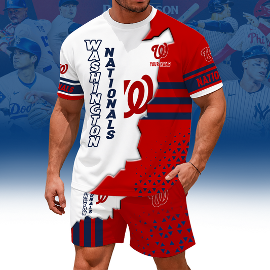 [FLASH SALE] NEW CUSTOMIZED MLB28 WNS WASHINGTON NATIONALS UNISEX T-SHIRT & SHORTS SET