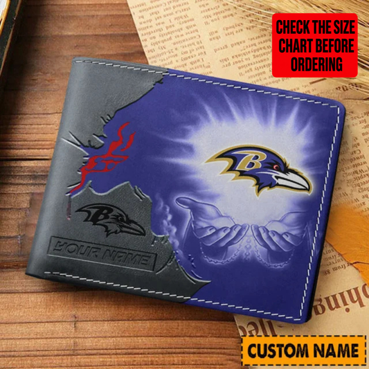 [SPECIAL OFFER] NEW CUSTOMIZED NFL28 BTR BALTIMORE RAVENS LEATHER WALLET