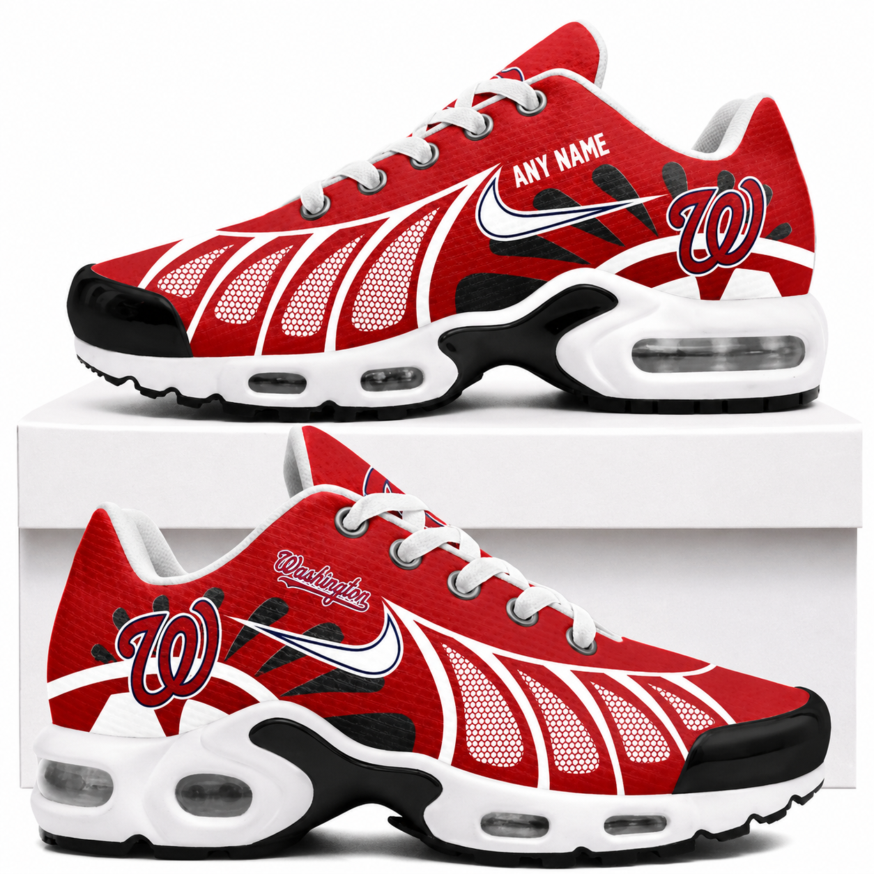 [FLASH SALE] NEW CUSTOMIZED MLB28 WNS WASHINGTON NATIONALS AIR MAX PLUS SNEAKERS