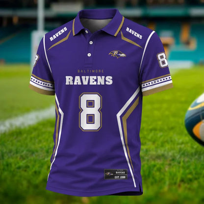 [SPECIAL OFFER] NEW CUSTOMIZED NFL28 BTR BALTIMORE RAVENS POLO SHIRT