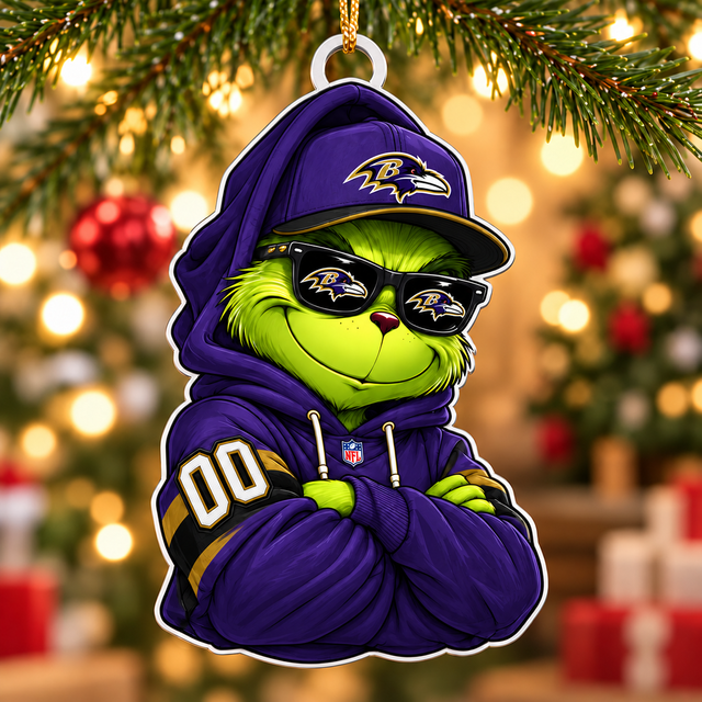 [SPECIAL OFFER] NEW CUSTOMIZED NFL28 BTR BALTIMORE RAVENS CHRISTMAS ACRYLIC ORNAMENT