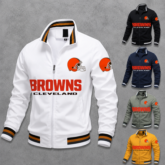 [SPECIAL OFFER] NEW CUSTOMIZED NFL29 CLB CLEVELAND BROWNS MULTICOLOR MEN'S CASUAL JACKET