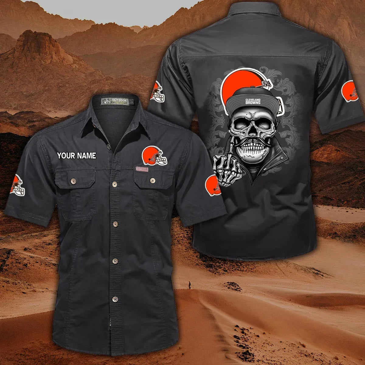[SPECIAL OFFER] NEW CUSTOMIZED NFL29 CLB CLEVELAND BROWNS MUTICOLOR MEN'S CARGO SHIRT