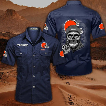 [SPECIAL OFFER] NEW CUSTOMIZED NFL29 CLB CLEVELAND BROWNS MUTICOLOR MEN'S CARGO SHIRT