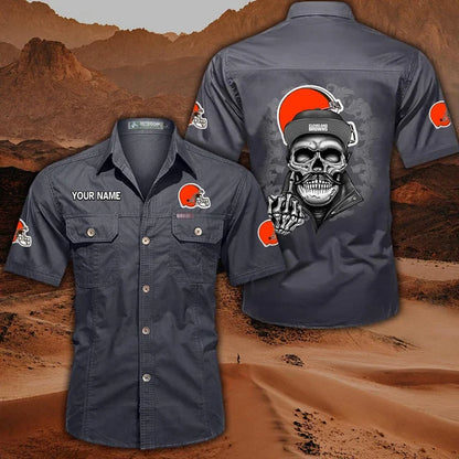 [SPECIAL OFFER] NEW CUSTOMIZED NFL29 CLB CLEVELAND BROWNS MUTICOLOR MEN'S CARGO SHIRT