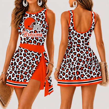 [SPECIAL OFFER] NEW CUSTOMIZED NFL29 CLB CLEVELAND BROWNS WOMEN'S SUMMER SKORT DRESS