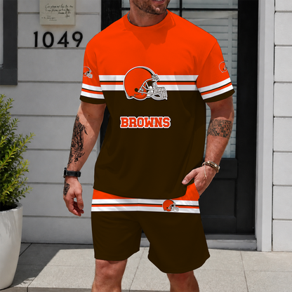 [SPECIAL OFFER] NEWCUSTOMIZED NFL29 CLB CLEVELAND BROWNS UNISEX T-SHIRT & SHORTS SET