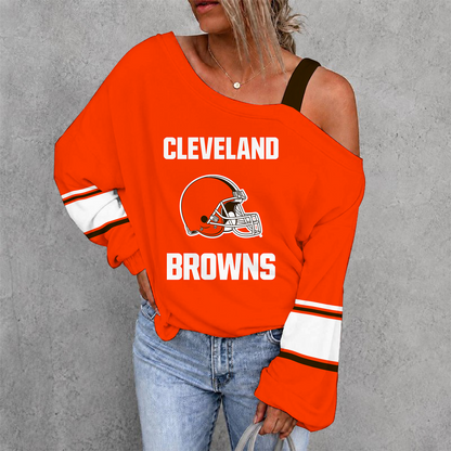 [SPECIAL OFFER] NEW CUSTOMIZED NFL29 CLB CLEVELAND BROWNS WOMEN'S OFF-SHOULDER LONG SLEEVE SHIRT