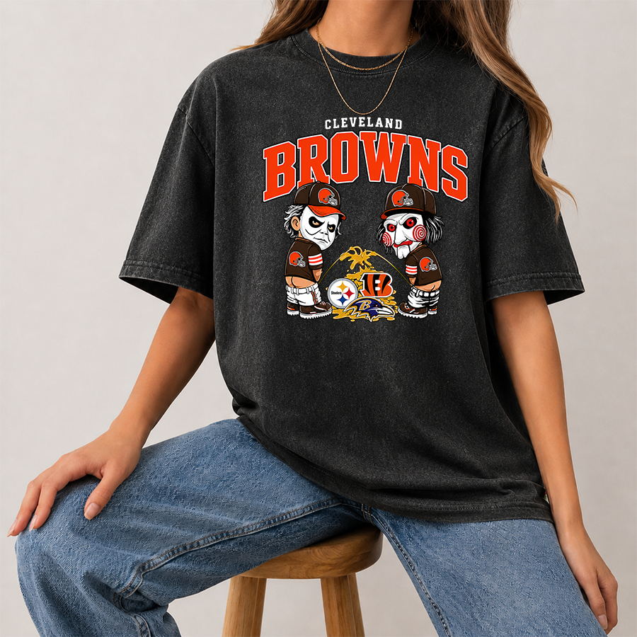 [SPECIAL OFFER] NEW CUSTOMIZED NFL29 CLB CLEVELAND BROWNS FUNNY WASHED TEE