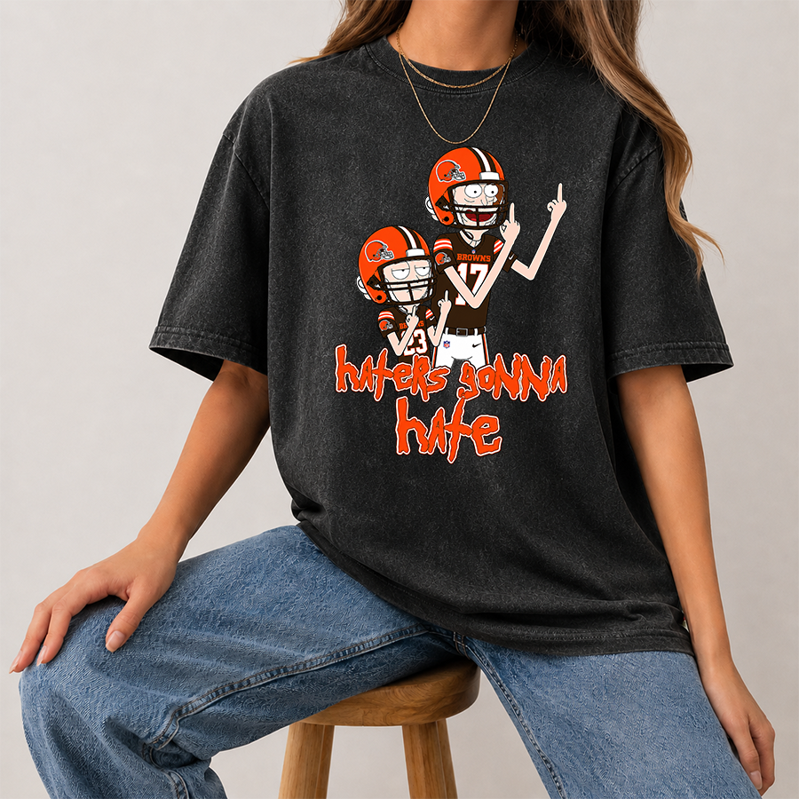 [SPECIAL OFFER] NEW CUSTOMIZED NFL29 CLB CLEVELAND BROWNS FUNNY MULTICOLOR WASHED TEE