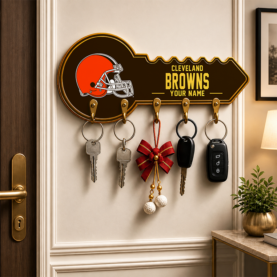 [SPECIAL OFFER] NEW CUSTOMIZED NFL29 CLB CLEVELAND BROWNS WALL KEY HOLDER FOR HOME