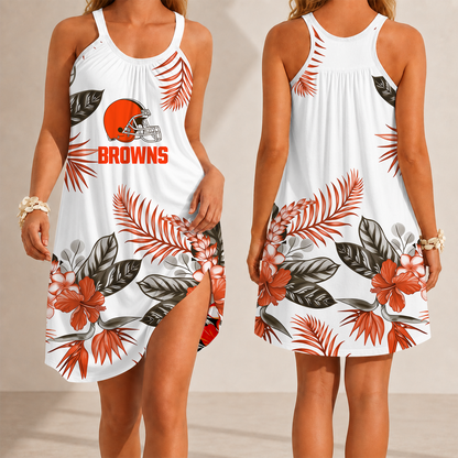 [SPECIAL OFFER] NEW CUSTOMIZED NFL29 CLB CLEVELAND KHAKIS CAMISOLE DRESS