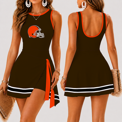 [SPECIAL OFFER] NEW CUSTOMIZED NFL29 CLB CLEVELAND BROWNS WOMEN'S SUMMER SKORT DRESS