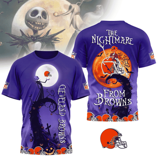 [SPECIAL OFFER] NEW CUSTOMIZED NFL29 CLB CLEVELAND BROWNS HALLOWEEN THE NIGHTMARE APPAREL