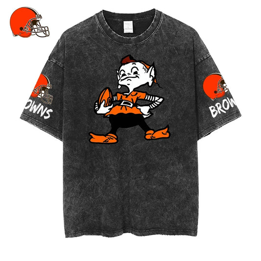 [SPECIAL OFFER] NEW CUSTOMIZED NFL29 CLB CLEVELAND BROWNS MULTICOLOR WASHED TEE